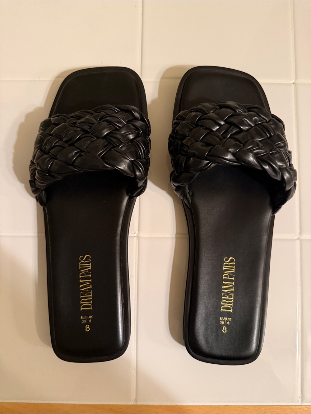 DREAM PAIRS Women's Braided Slides Sandals Black